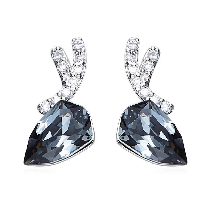 Sterling silver elegant black diamond earring -Glintzia Jewelry