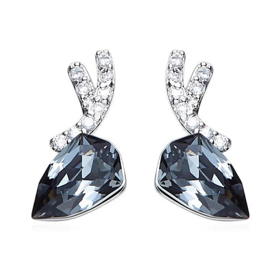 Sterling silver elegant black diamond earring -Glintzia Jewelry