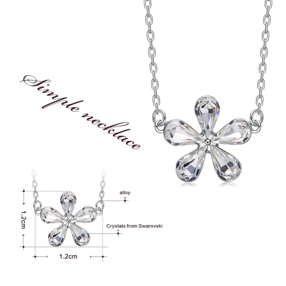 925 silver unique Swarovski crystals white flower Set -Glintzia Jewelry