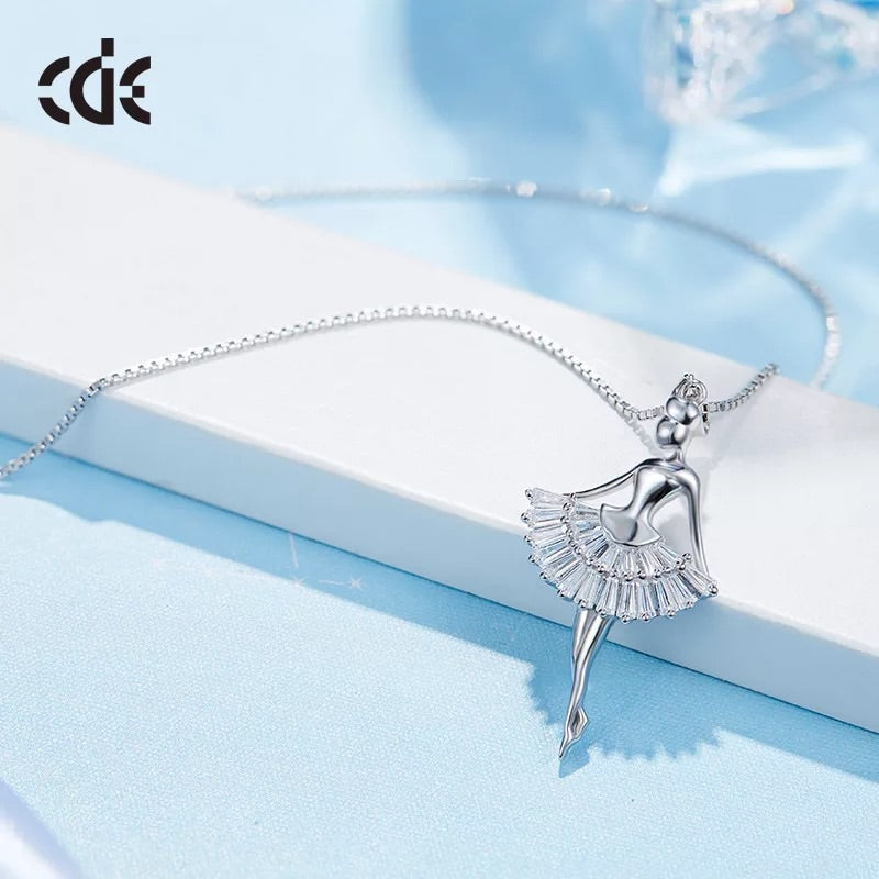 Sterling silver cute dancing ballerina necklace -Glintzia Jewelry