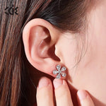 925 silver unique Swarovski crystals white flower Set -Glintzia Jewelry