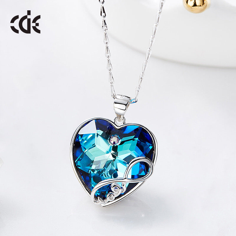 Sterling silver infinity love sapphire heart necklace -Glintzia Jewelry