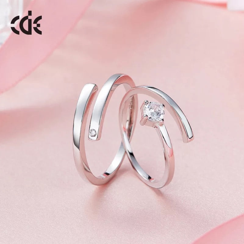 Sterling silver stylish twin set ring -Glintzia Jewelry