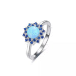 Sterling silver blossoming white opal flower ring -Glintzia Jewelry