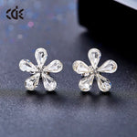 925 silver unique Swarovski crystals white flower Set -Glintzia Jewelry