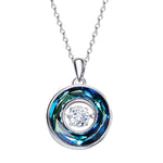 Sterling silver rounded sapphire dancing crystal necklace -Glintzia Jewelry