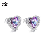 The cute little sapphire / amethyst hearts earring -Glintzia Jewelry