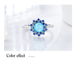 Sterling silver blossoming white opal flower ring -Glintzia Jewelry