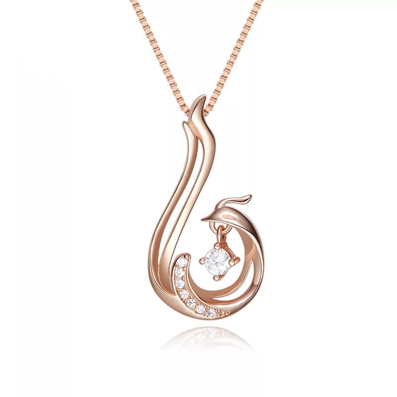 Sterling silver little Peacock crystal necklace -Glintzia Jewelry