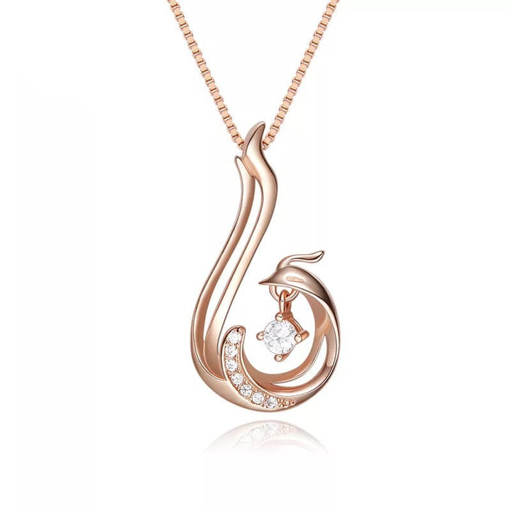 Sterling silver little Peacock crystal necklace -Glintzia Jewelry