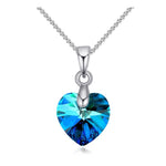 Simple cute heart Swarovski crystal necklace - SAPPHIRE - NECKLACES