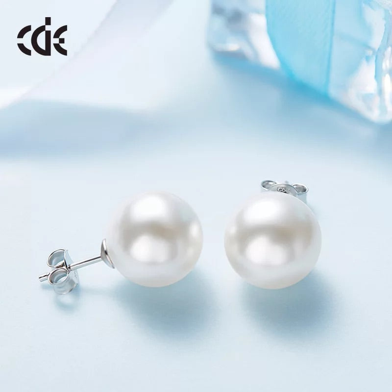 Sterling silver simple swarovski pearl earring -Glintzia Jewelry