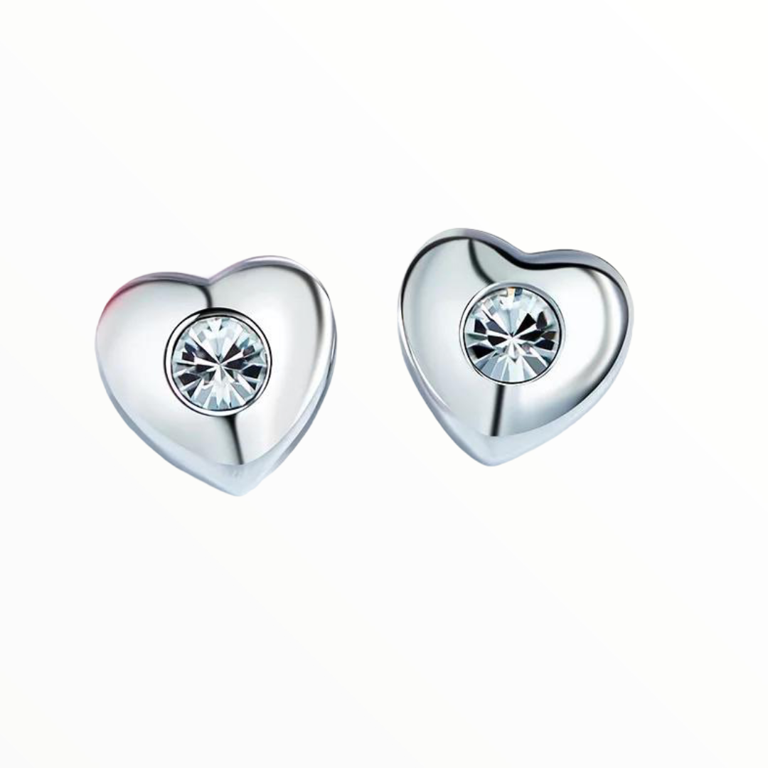 Sterling silver cute tiny hearts earring -Glintzia Jewelry