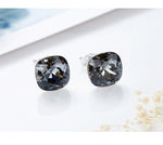 Sterling silver simple cubic swarovski crystal earring -Glintzia Jewelry