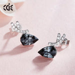 Sterling silver elegant black diamond earring -Glintzia Jewelry