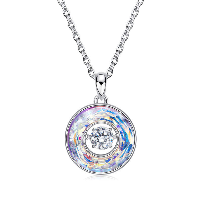 Sterling silver rounded sapphire dancing crystal necklace -Glintzia Jewelry