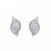 Sterling silver cute little leaf earring -Glintzia Jewelry