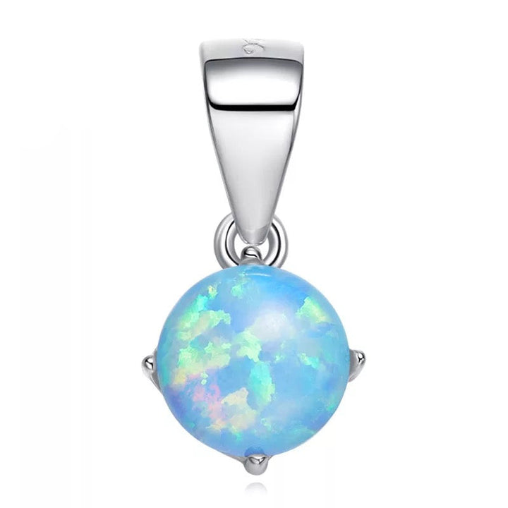 Sterling silver lab-created opal necklace with a beautiful blue pendant — Glintzia