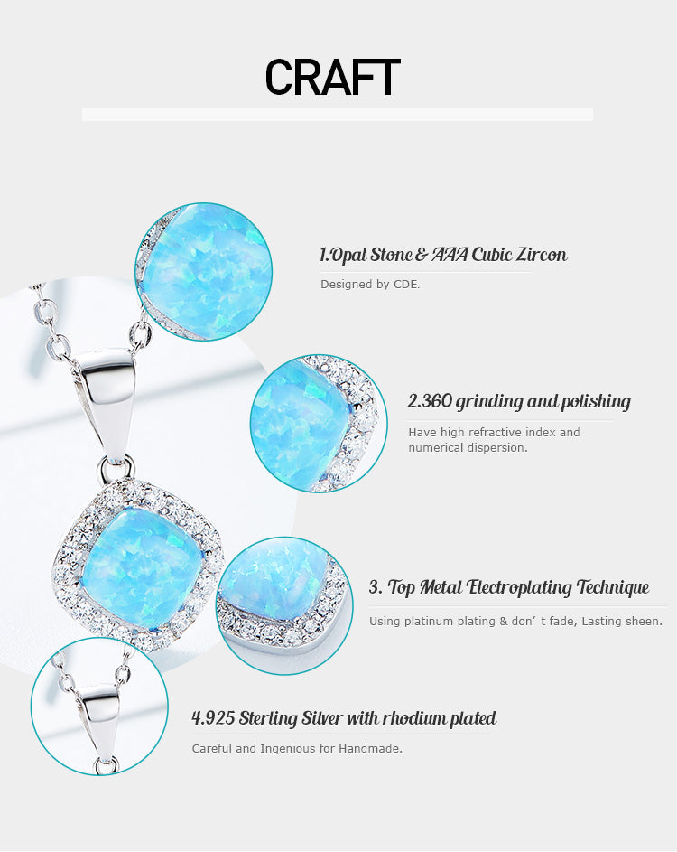 Sterling silver lab-created opal necklace with AAA cubic zircon gems — Glintzia