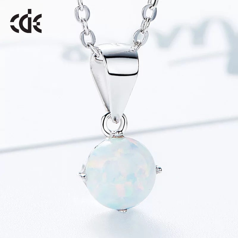 Sterling silver lab-created opal necklace with a stunning pendant for a delicate look — Glintzia