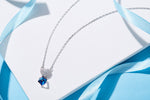 Sterling silver cubic sapphire heart necklace -Glintzia Jewelry