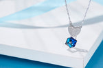 Sterling silver cubic sapphire heart necklace -Glintzia Jewelry