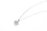 Sterling silver rose dancing crystal heart necklace -Glintzia Jewelry